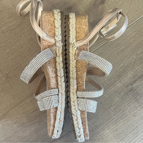 Kelly & Katie Silver Rhinestone Rose Gold Glam Shimmer Summer Sandals 8M - Picture 6 of 12